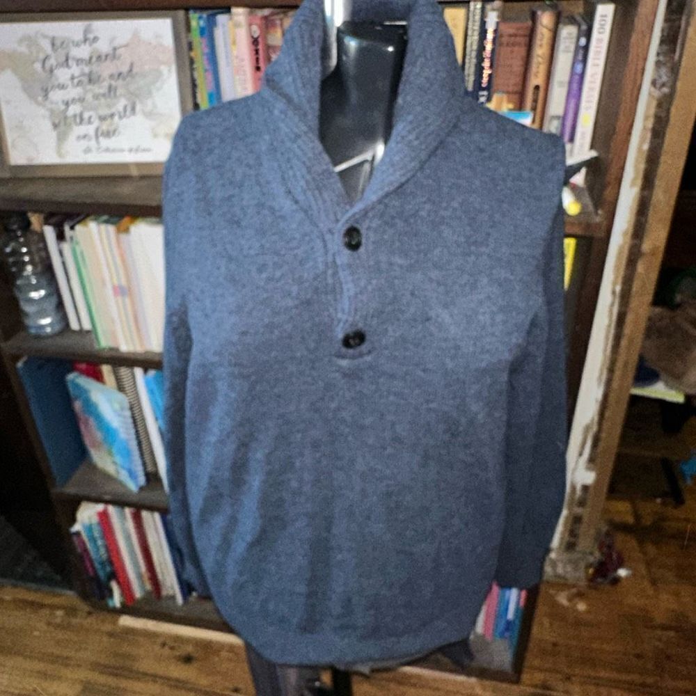 J Crew navy cowl neck 100% lambswool elevated basics sweater